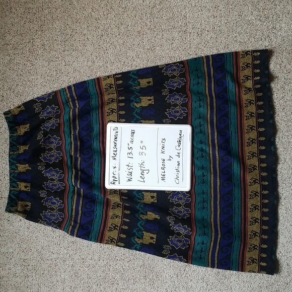 Vintage Melrose Knits Peruvian-motif modest maxi skirt double-knit - Picture 6 of 7